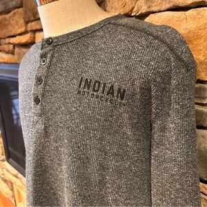 Genuine Indian Motorcycle Gray Henley long sleeve Shirt men’s size XL